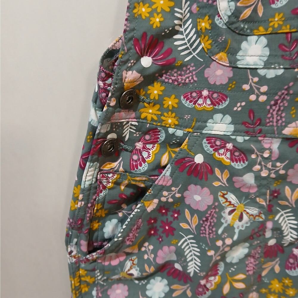 DULUTH TRADING Heirloom Gardening Bib Overalls XXS 31 NWT Fir Butterfly Floral - Picture 9 of 13